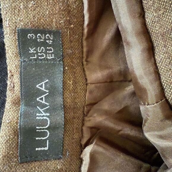 Luukaa Brown Trousers Taper Slightly Cropped Crossfront Tie Sash $180 12 - Picture 8 of 9